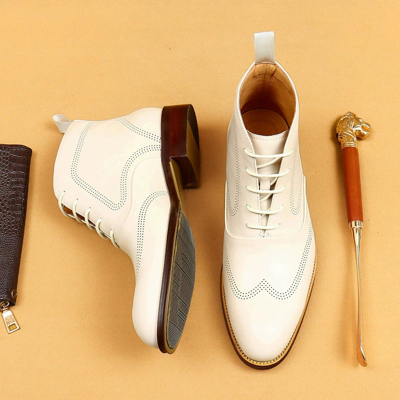 Men’s White Leather Chelsea Boots 96157