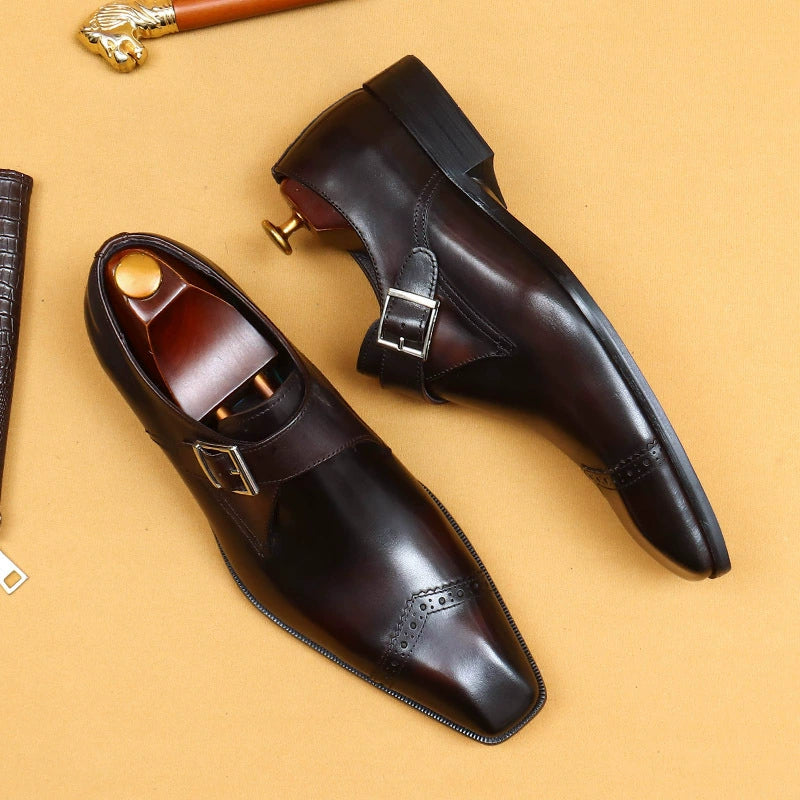 Men’s Buckle Slip-On Leather Shoes 65122