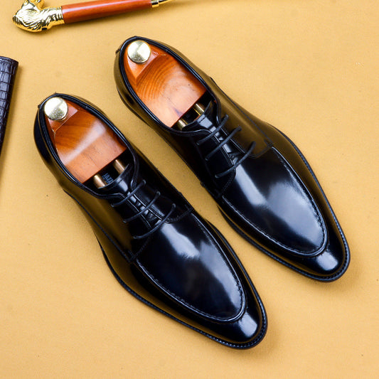Business Men's Shoes Formal Casual Shoes British Leather Patent Leather Brushed Breathable Pointed Wedding Leather Shoes male shoes68110