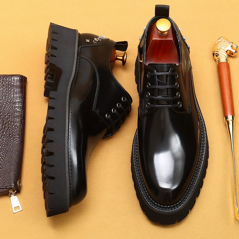 Men’s Thick-Sole Genuine Leather Derby Shoes 23671