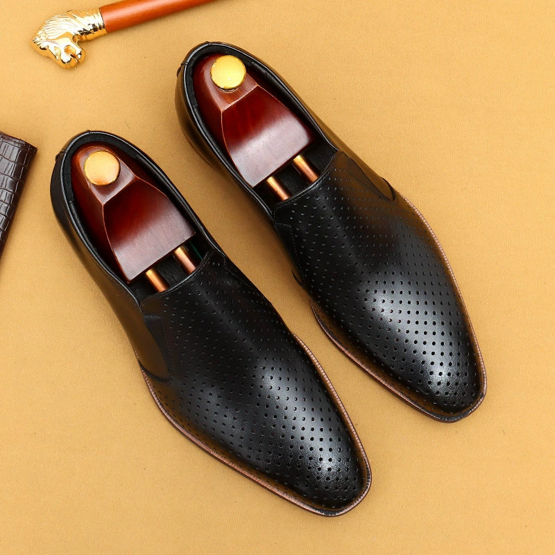 Erste Schicht Rindsleder Herren Lederschuhe Hohllederschuhe Herren Sommer Business Abendgarderobe Ledersandalen Echtes Leder Atmungsaktive Lazy Loafers Herrenschuhe68899 