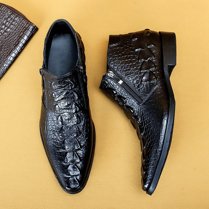 Men’s Crocodile Embossed Leather Martin Boots 69319