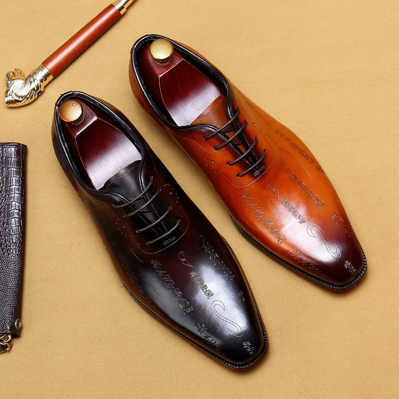 Erste Schicht Rindsleder Herren Lederschuhe Erste Schicht Rindsleder Formelle Lederschuhe Herren Leder Spitzschuh Business Britischer Stil Geschnitzte Oxford Schuhe68157 