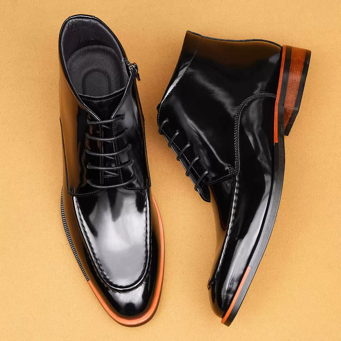 Men’s British Style Pointed-Toe Leather Boots 23737