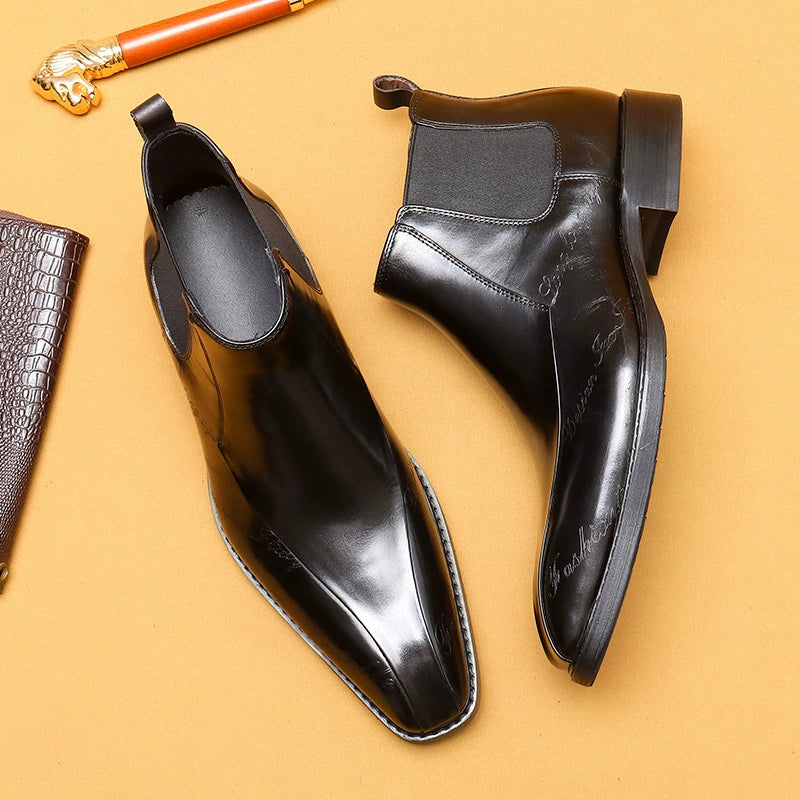 Men’s Pointed-Toe Genuine Leather Chelsea Boots 89611