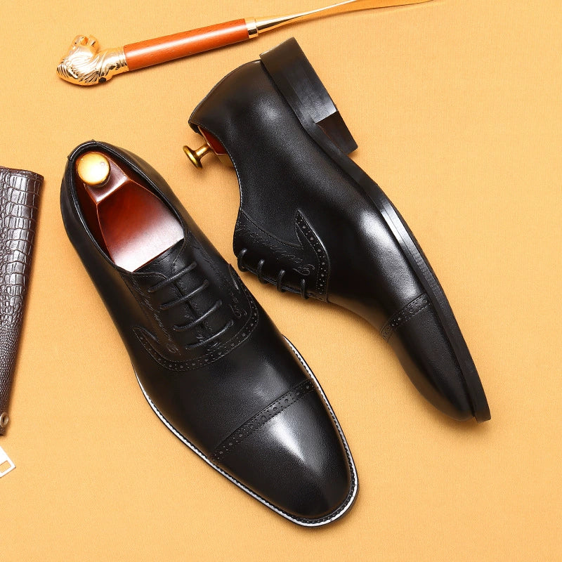 Men’s 3-Cap Toe Brogue Oxford Shoes 96111