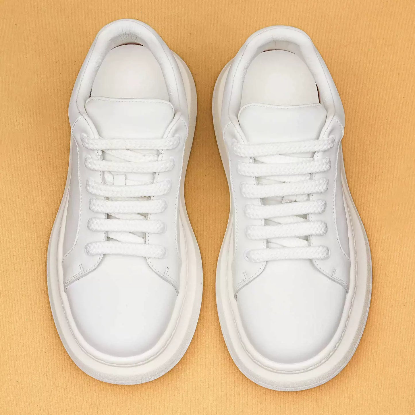 Men’s New Genuine Leather White Sneakers 88003