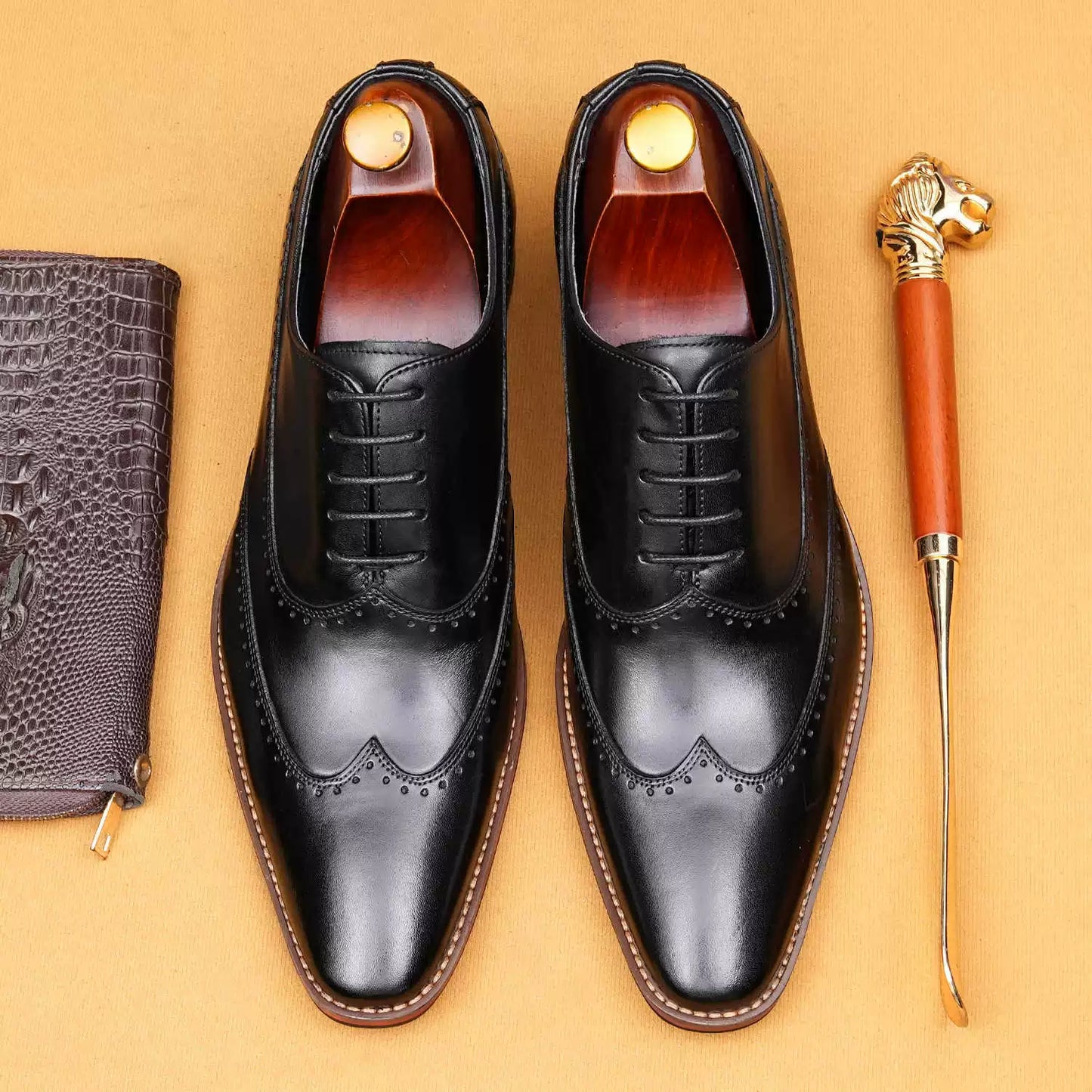 Men’s British Retro Genuine Leather Dress Shoes 65183