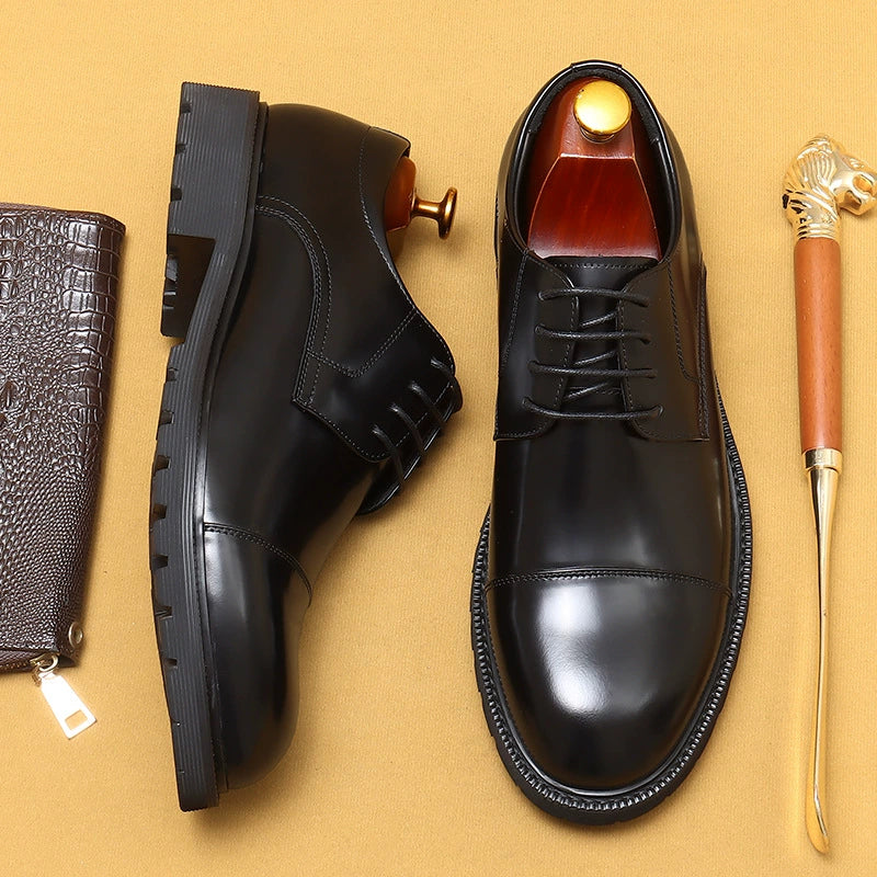 Men’s 3-Cap Genuine Leather Dress Shoes 96117