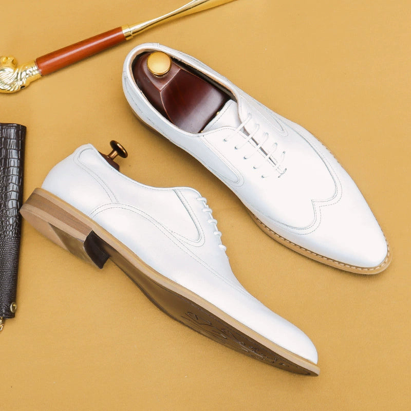 Men’s White Genuine Leather Oxford Shoes 68138