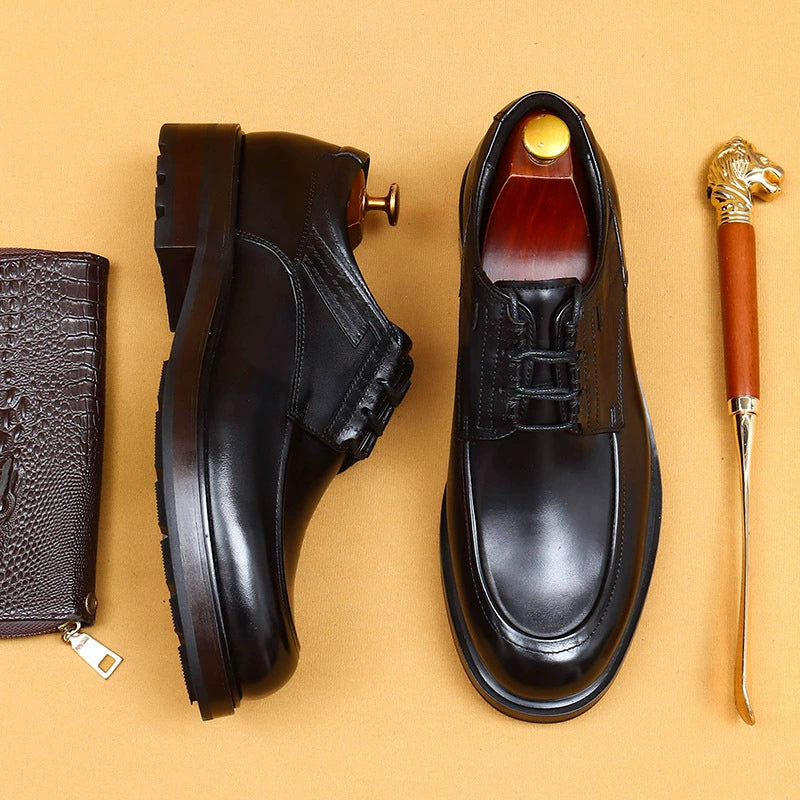 Erste Schicht Rindsleder Herren Lederschuhe Business Casual Schuhe Herrenschuhe Rundkopf Echtes Leder Britische Retro Rub Farbige Abendschuhe89622 