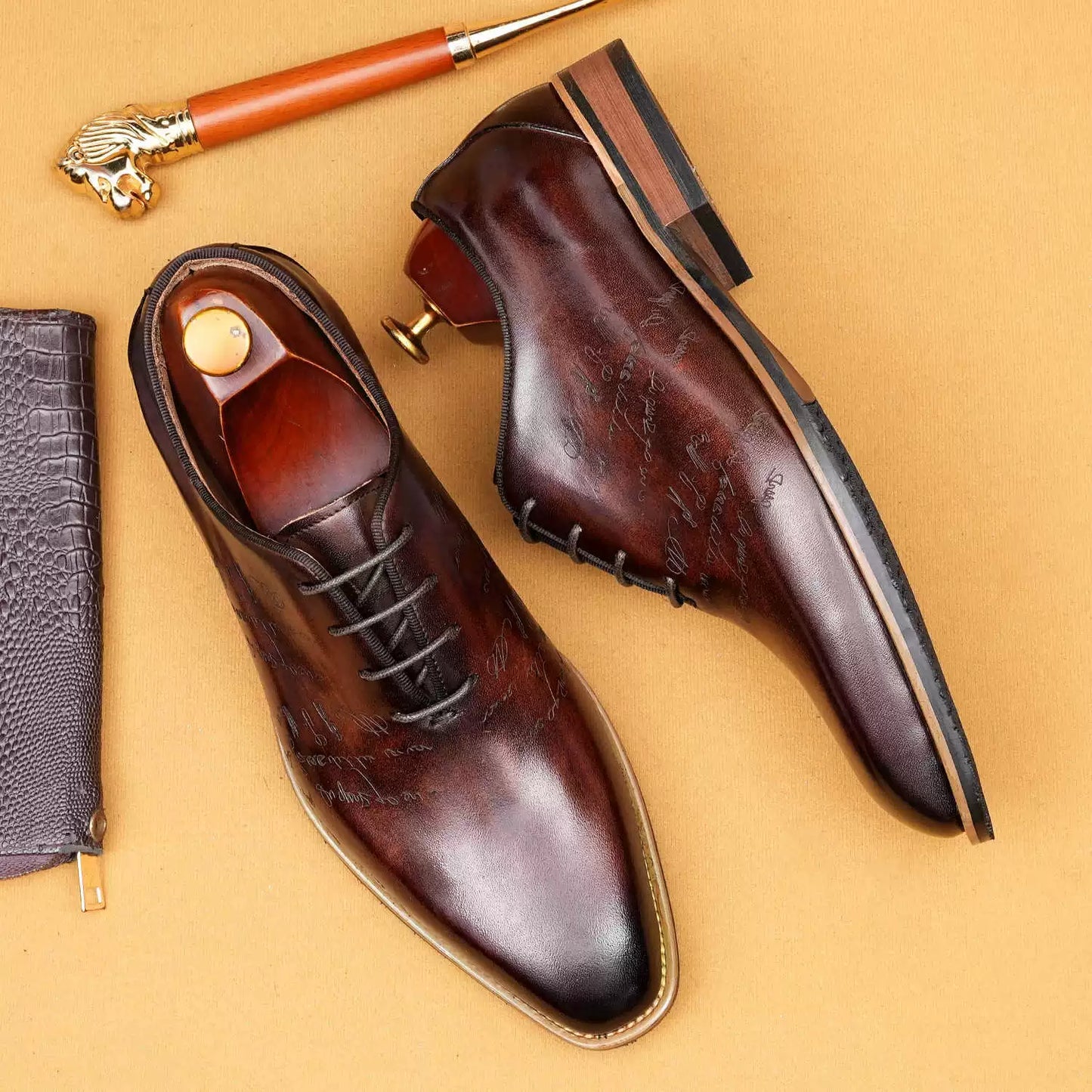 Men’s One-Piece Genuine Leather Oxford Shoes 65180