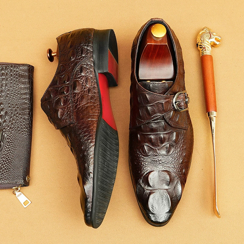 Men’s Genuine Leather Crocodile-Embossed Dress Shoes 27101