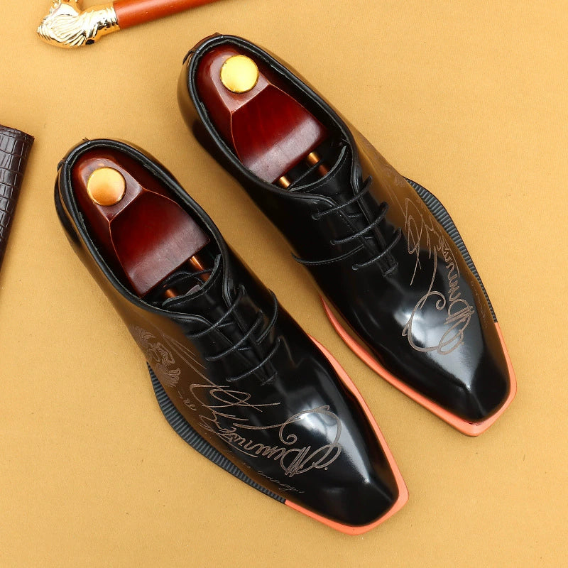 Men’s Genuine Leather carving Dress Shoes 23689