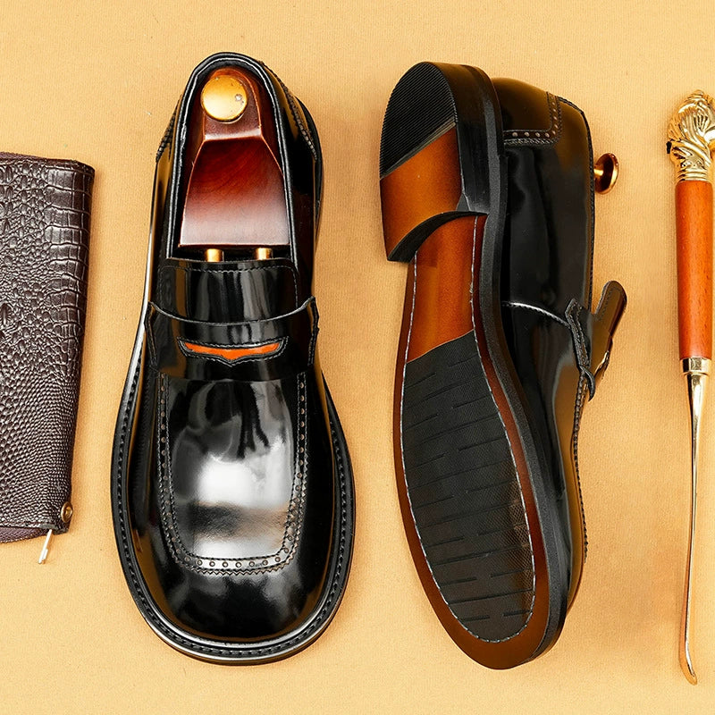 Men’s Genuine Leather Round-Toe Loafers 23711