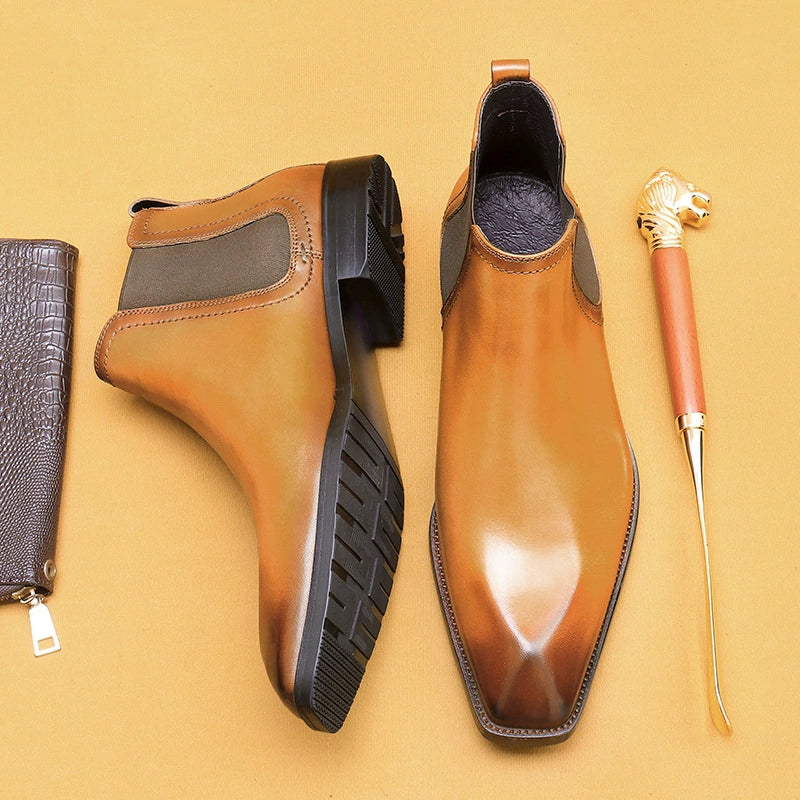 Men's Winter Warm Genuine Leather Business Boots 68897