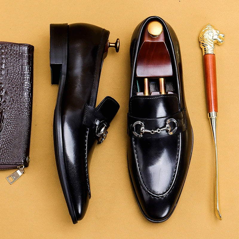 Men’s Pointed-Toe Genuine Leather Loafers 89253