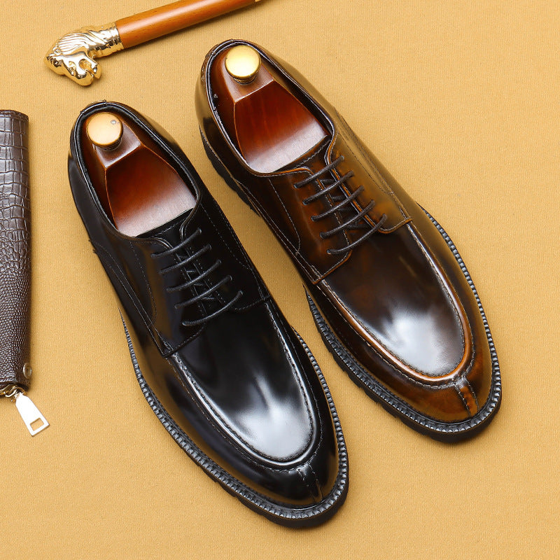 Men’s British-Style Glossy Leather Shoes 23660