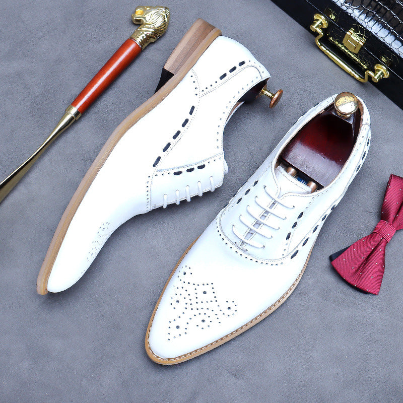 Men’s White Full-Grain Leather Oxford Shoe 68139