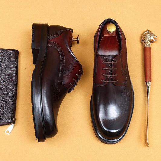Top Layer Cowhide Men's Leather Shoes Casual Leather Shoes Men's Business Formal Wear Authentic Leather British Style Assorted Colors Retro Carved Men's Shoes89625