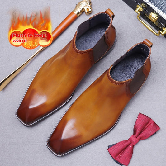 Men's Winter Warm Genuine Leather Business Boots 68897