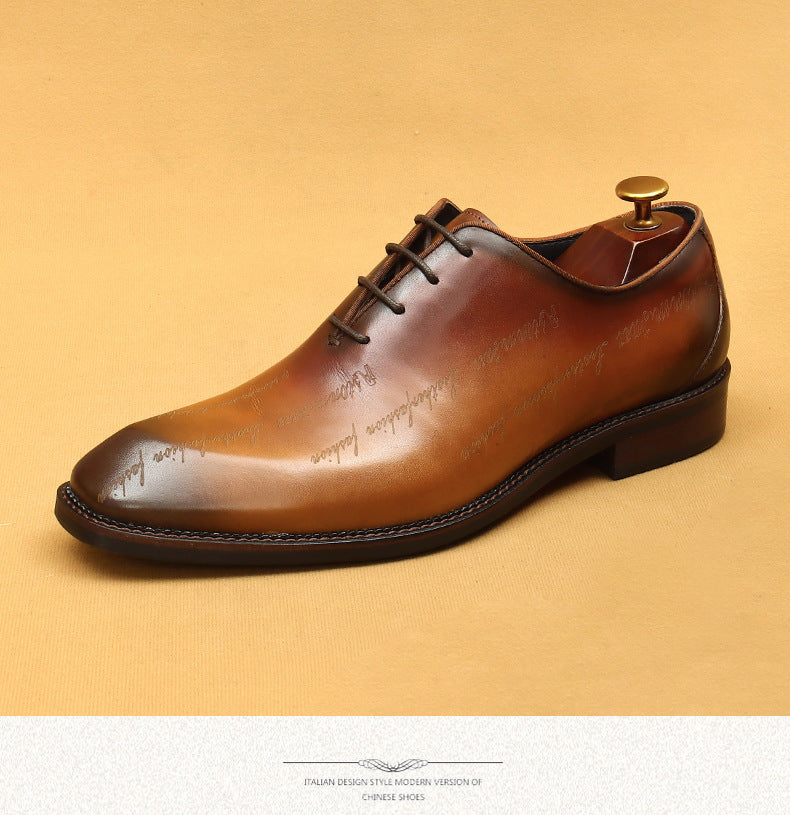 Top Layer Cowhide Men's Leather Shoes Formal Leather Shoes Men's Leather Pointed Italian Carved British Business Oxford Men's Shoes65170