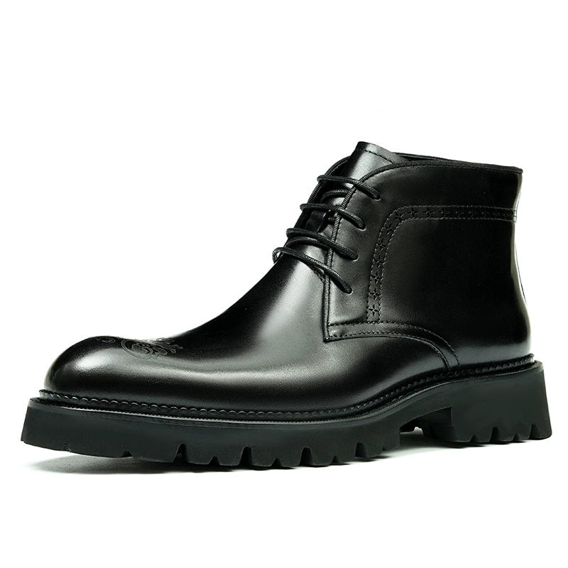 Men’s Pointed-Toe Brogue Martin Boots 96155