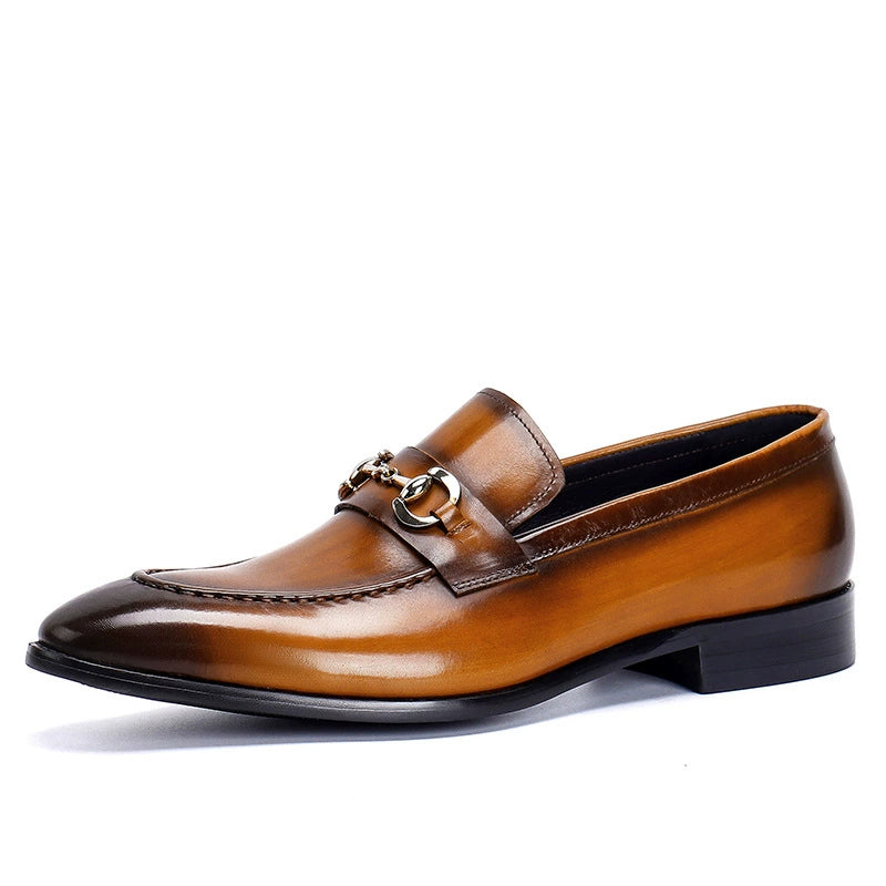 Men’s Pointed-Toe Genuine Leather Loafers 89253