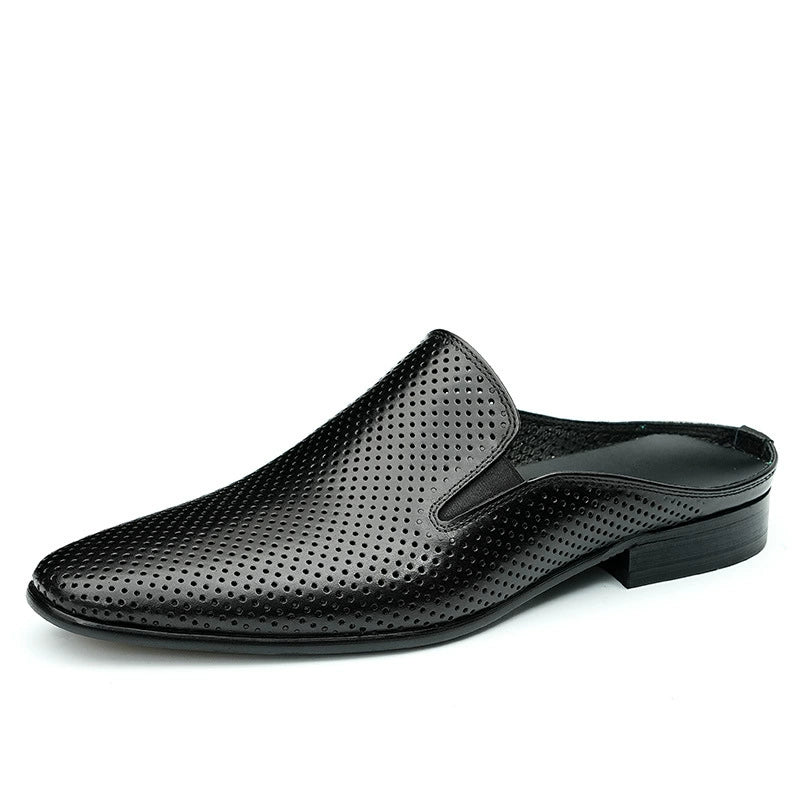 Men's Genuine Leather Perforated Mules 65166