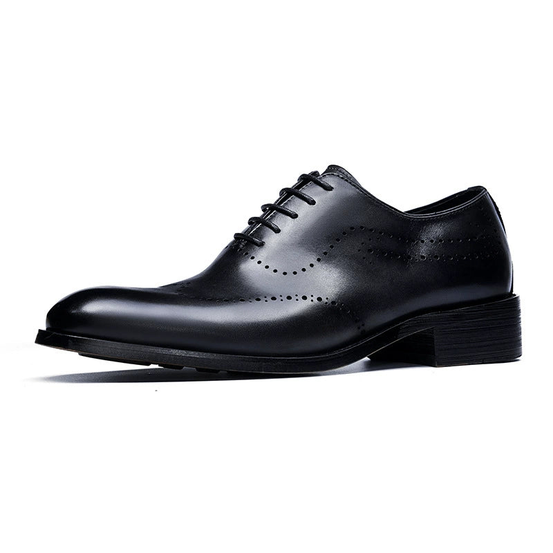 Men’s One-Piece Genuine Leather Brogue Oxford Shoes 68925