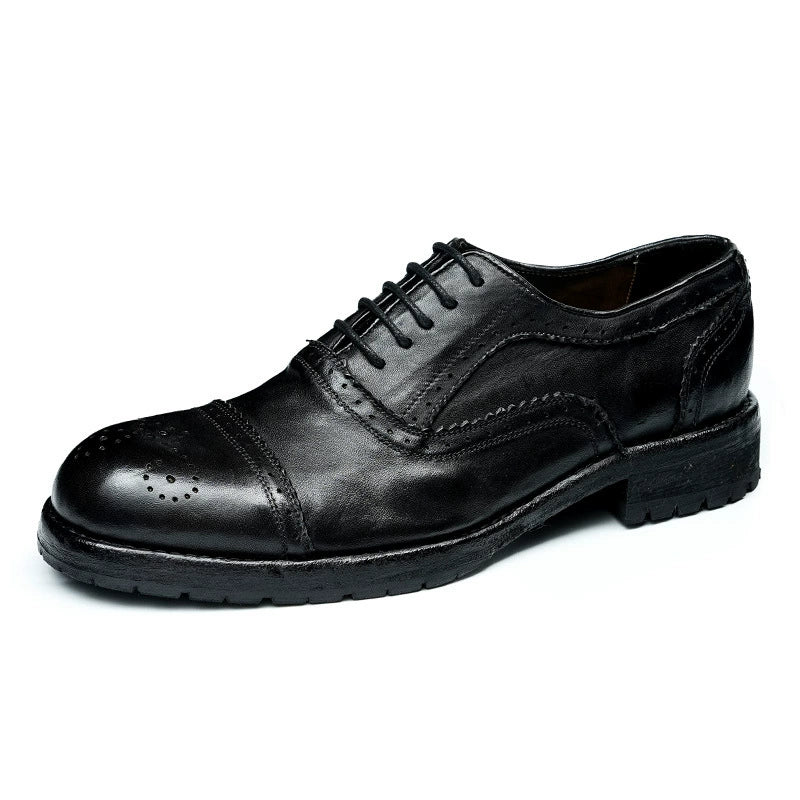 (Ships in 6 days)Men’s Horsehide Cap-Toe Brogue Oxford Shoes 1570-180