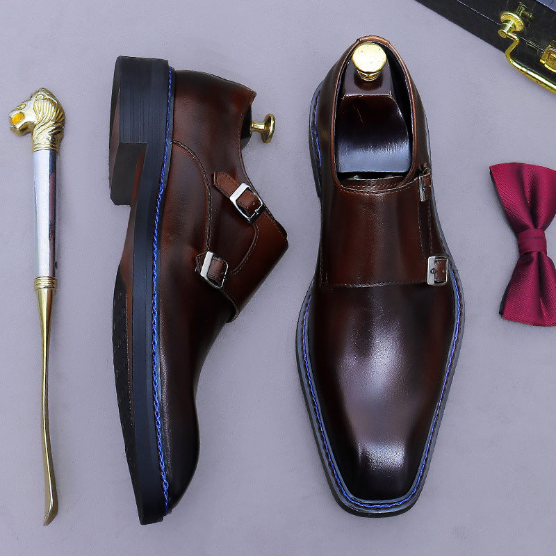 Men’s Buckle-Strap Genuine Leather Dress Shoes 96172