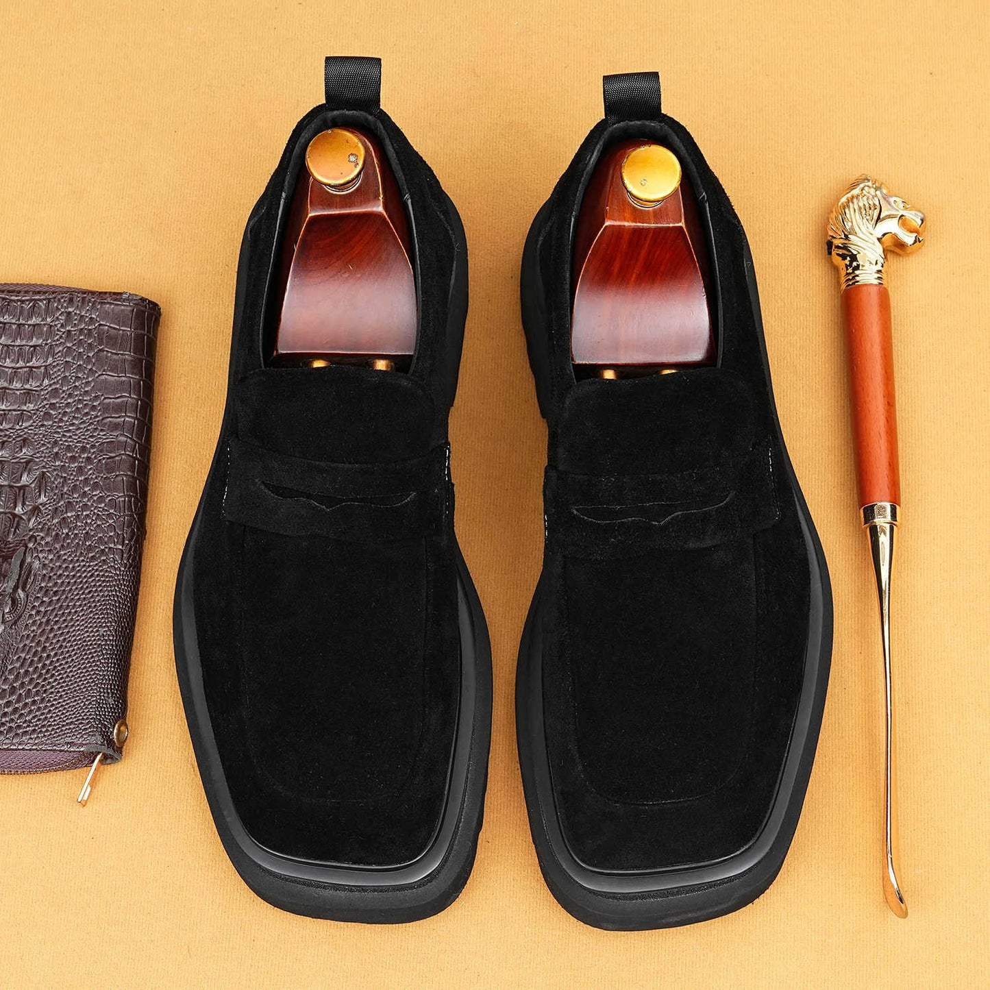 Men’s Suede Leather Thick-Sole Loafers 96188