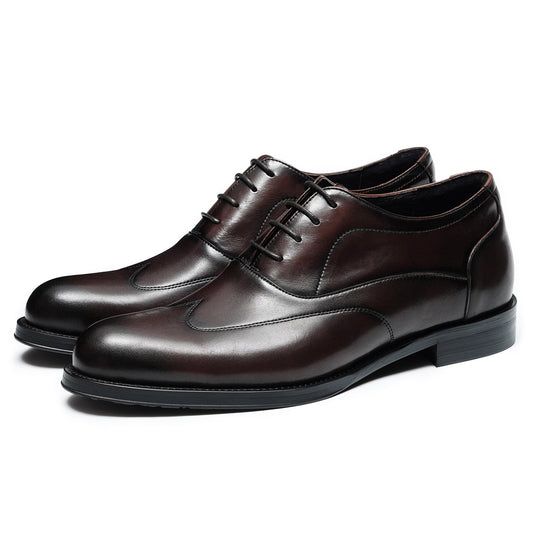 Inner Height Increasing Leather Shoes Men's Top Layer Cowhide Business Formal Wear Pointed Oxford Shoes Wedding Men's Shoes21311