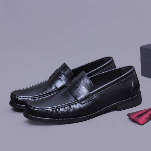 Leather Sole Loafers Horse Leather Men's Loafers Genuine Leather Handmade Slip-On Business Formal Leather Shoes A038-2