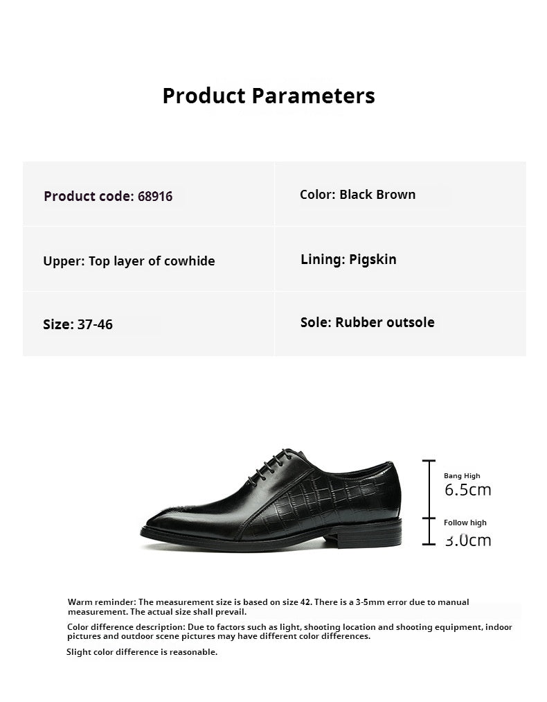 Top Layer Cowhide Men's Leather Shoes Men's Leather Shoes Authentic Leather British Style Carved Color Matching Business Formal Wear Square Toe Oxford Shoes68916