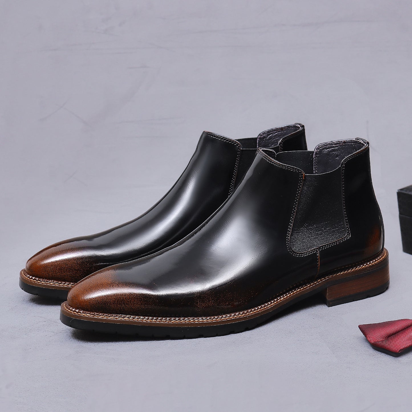 Men’s British Square-Toe Chelsea Boots  25896