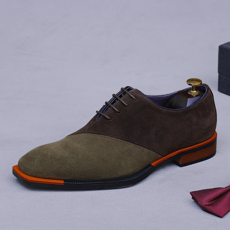 Men's Suede and genuine leather color-blocked shoes 23721