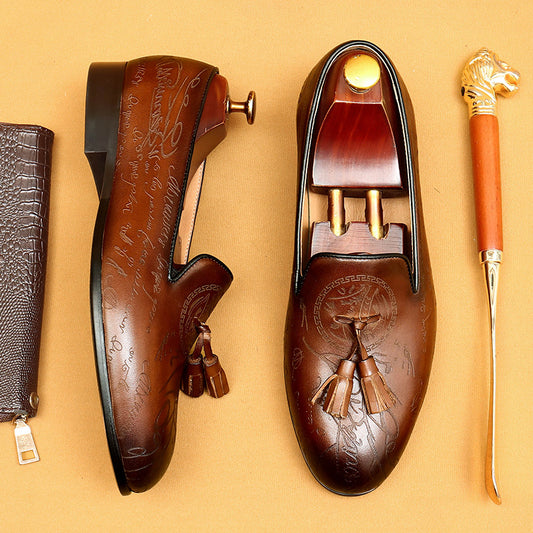 Handmade British Leather Tassel Loafers Men's Business Casual Slip-on Suit Men's Shoes Physical Store68879