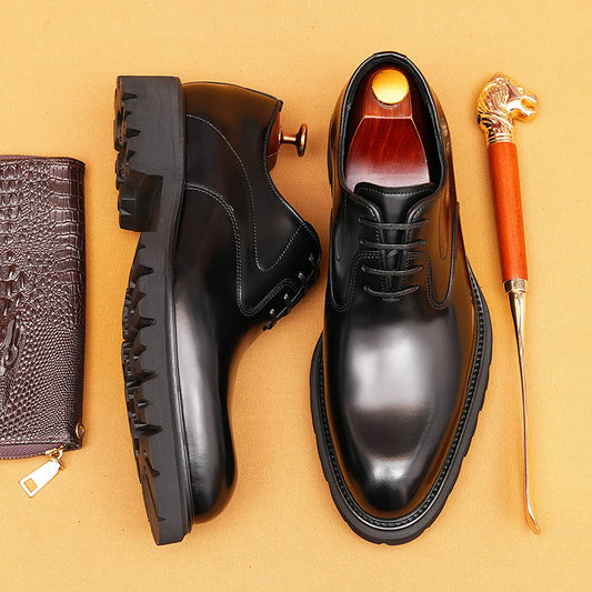 Top Layer Cowhide Men's Leather Shoes top Layer Cowhide Glossy Leather Shoes Men's British Thick Sole Increased Business Formal Wear Oxford Men's Shoes96125