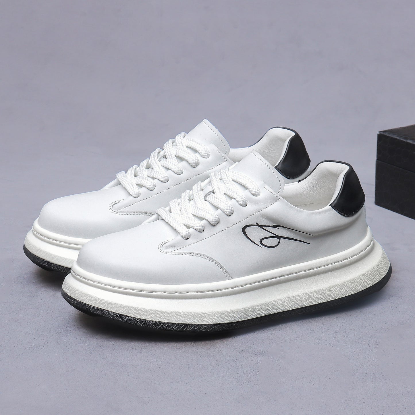 Men’s New Genuine Leather White Sneakers 88002