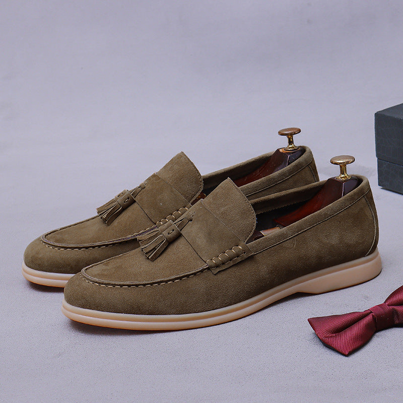 Slip-On Suede Tassel Loafers Moccasins Suede Leather Shoes 86218