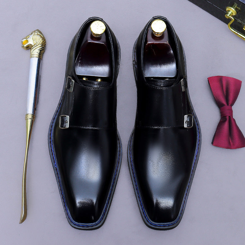 Men’s Buckle-Strap Genuine Leather Dress Shoes 96172