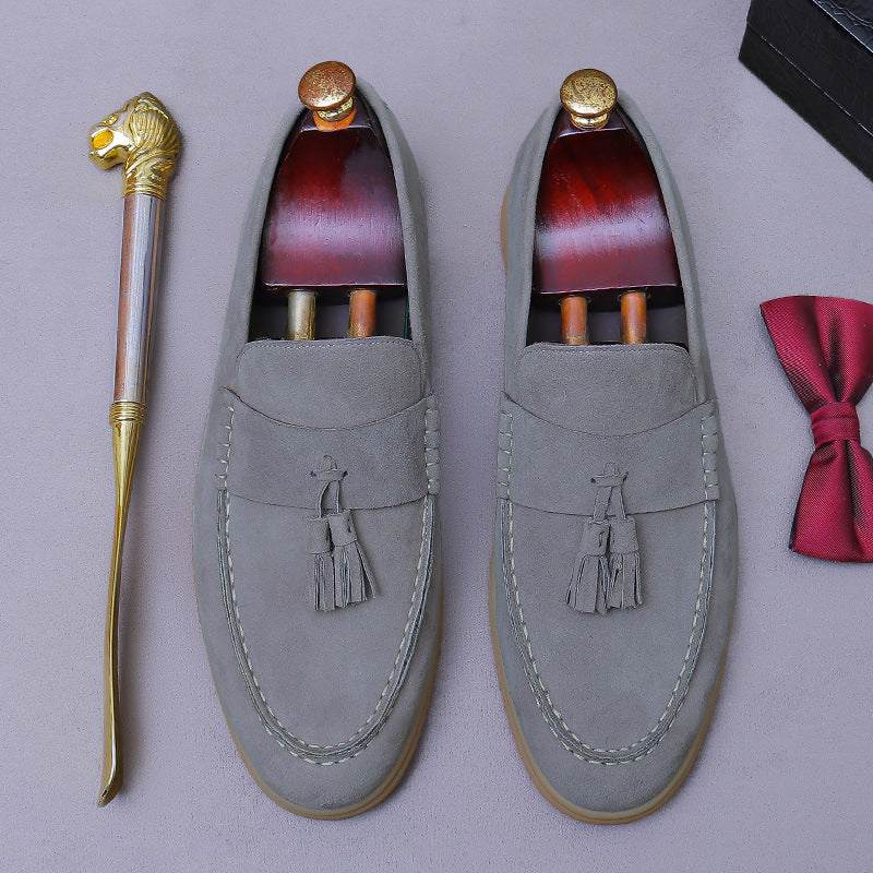 Slip-On Suede Tassel Loafers Moccasins Suede Leather Shoes 86218