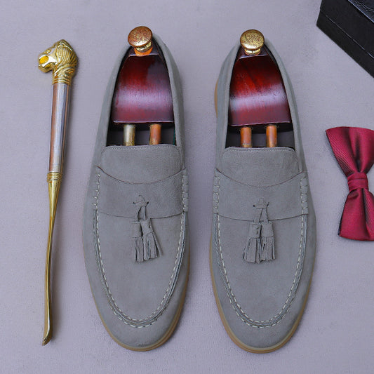 Slip-On Suede Tassel Loafers Moccasins Suede Leather Shoes 86218