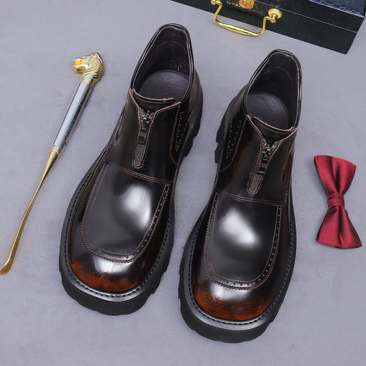 Zipper Thick-Sole Elevator Boots for Wedding & Business Casual 25900