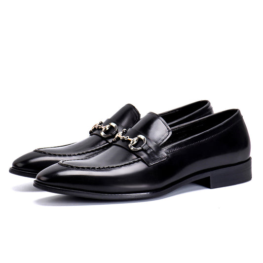 Casual Leather Shoes Men's Business Casual Shoes Men's Genuine Leather Pointed Loafers Handmade British Men's Shoes89253