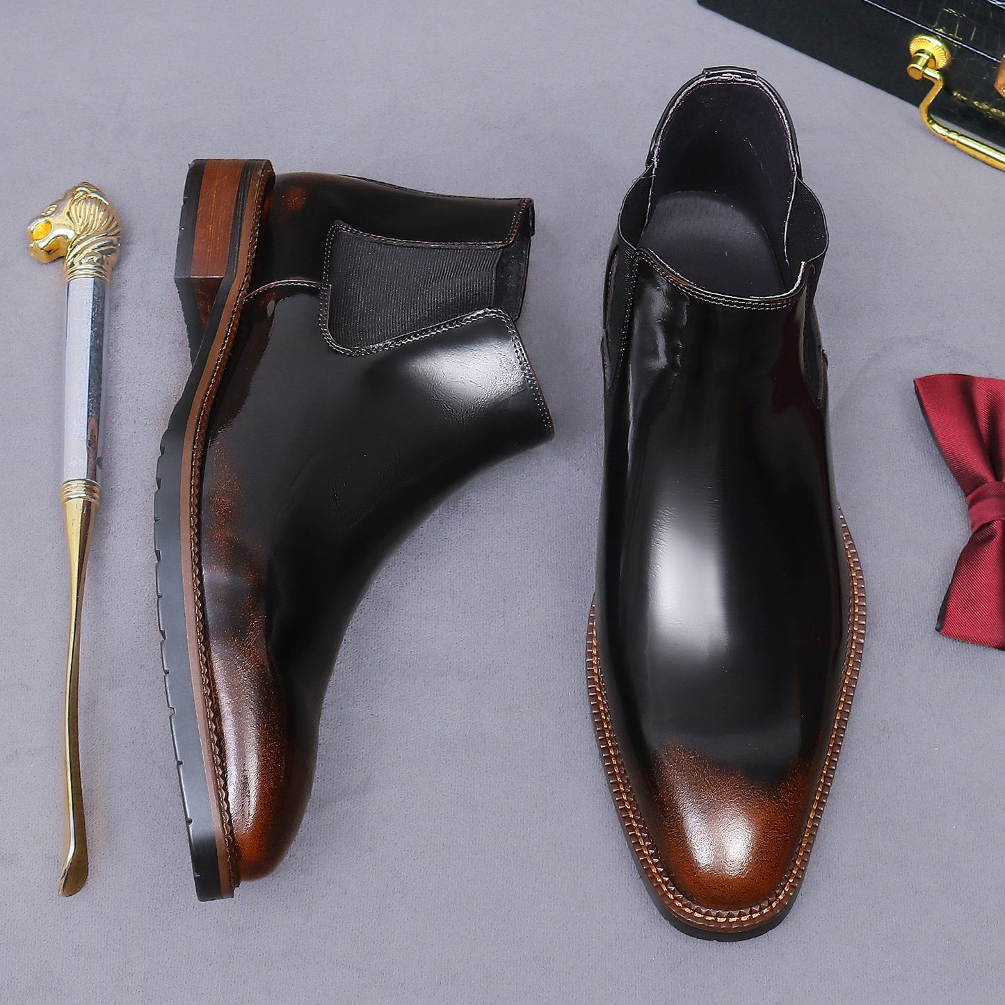 Men’s British Square-Toe Chelsea Boots  25896