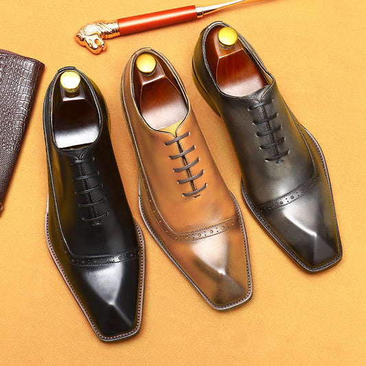 Men's Leather Shoes Genuine Leather England Style Brogue Business Formal Wear Oxford Shoes men shoe68878