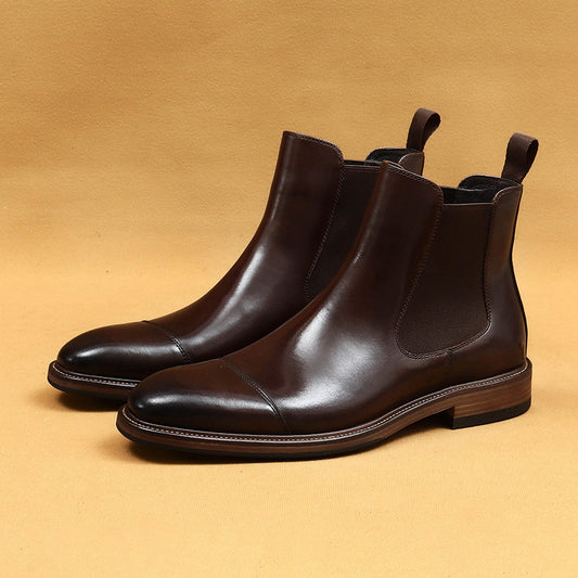 Top Layer Cowhide Men's Leather Shoes Chelsea Boots Pointed Men's Genuine Leather Inner Lining Business Formal Wear Winter Men's Boots86215